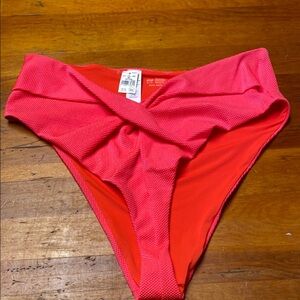NEW Aerie Neon Pink Red High Cut Bikini Bottom